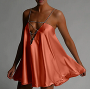 Diamond Satin V-Neck Dress